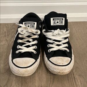 Converse Black Sneakers with White Rubber Sole and Classic Design